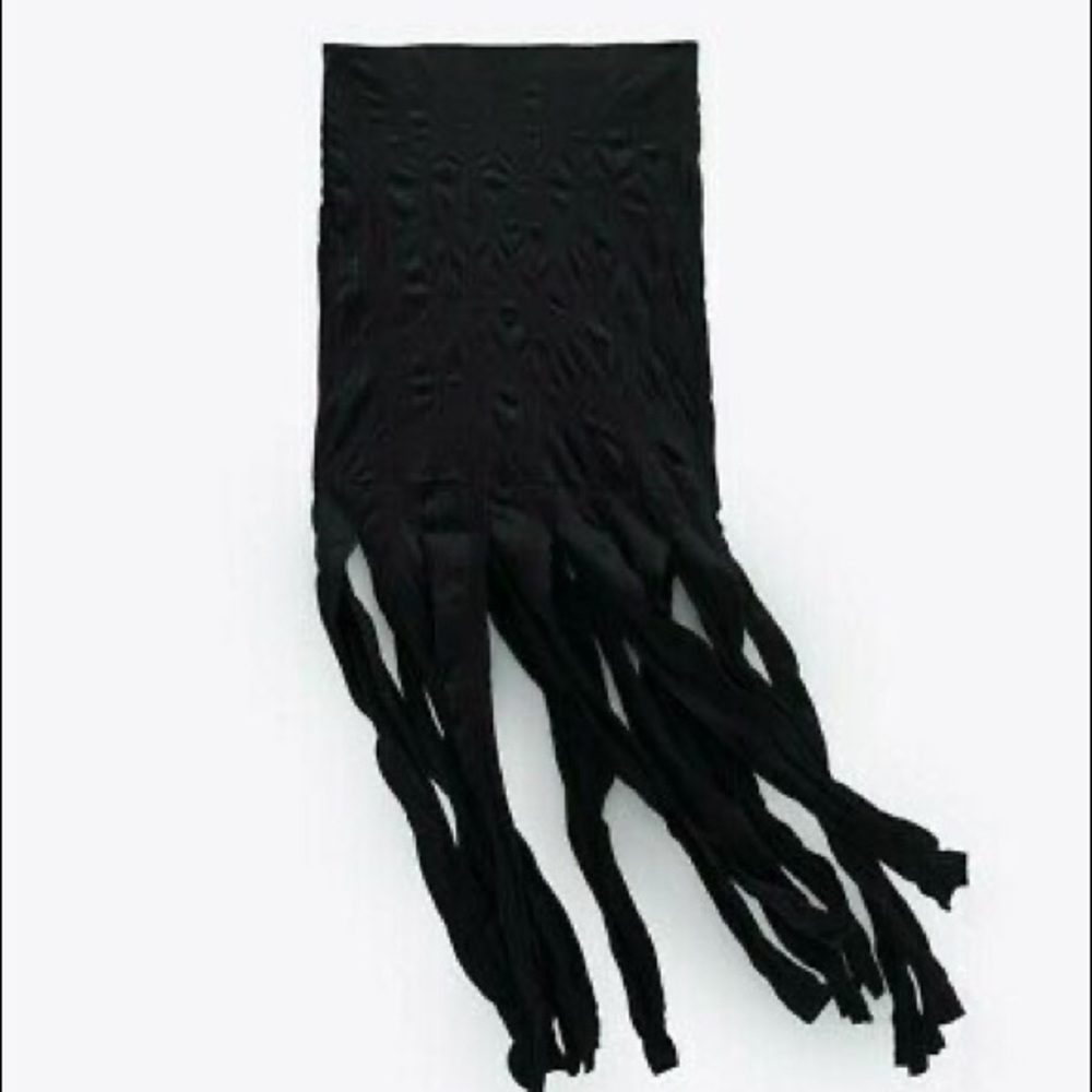 New Zara Wrinkled Effect Maxi Skirt with Fringing - Picture 7 of 7